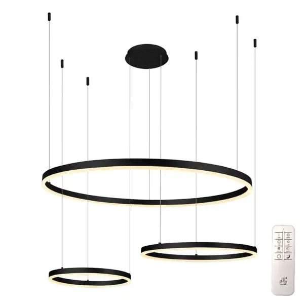 Κρεμαστό φωτιστικό LED 57W CCT dimmable με μαύρο σώμα & χειριστήριο